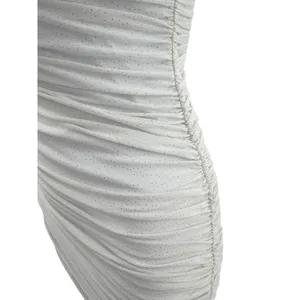 Lucy in the Sky White Ruched Cowl Neck Shimmer Bodycon Mini Dress‎ Womens Small thumbnail 3