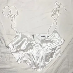Missguided White Satin Bustier Top thumbnail 1