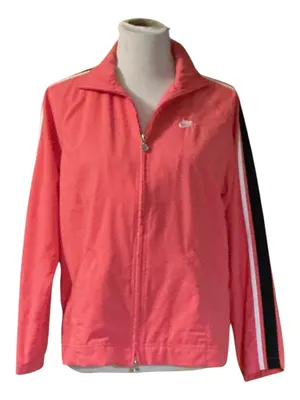 Vintage Nike Track Jacket Coral Pink Striped Sleeve Full Zip Medium thumbnail 1
