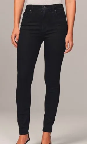 Abercrombie and Fitch the super skinny high rise black wash jeans 26 thumbnail 1