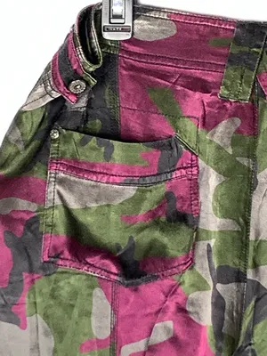 Marrakech Silky Cargo Pants 31 Pink Green Camo Utility Autumn Boho thumbnail 11