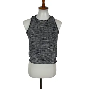 Zara XS Blue Tweed Sleeveless Top Cropped Career Officewear Y2K thumbnail 2