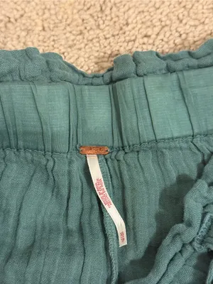 Free People Seafoam Green Elastic Waist Pull-On Trousers with tie thumbnail 2