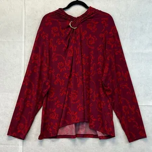 NWT‎ LIZ CLAIBORNE Women’s Career Blouse 3X Magenta Scroll Long Sleeve Stretch thumbnail 4
