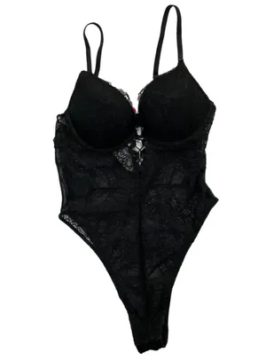 LA SENZA Sexy Lingerie Size Small One Piece Overall Bodysuit Lace Black #10-91 thumbnail 1