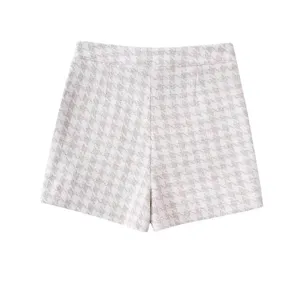 ZARA NWT  Houndstooth Tweed Beige Skort thumbnail 2
