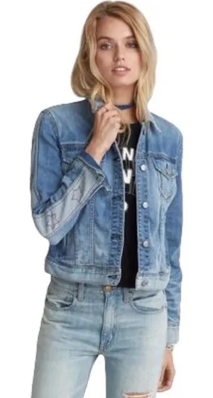 American‎ Eagle Outfitters Jacket Women XS Blue Denim Star Sleeve Jean Retro NWT thumbnail 1