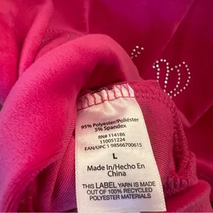 Juicy Couture Free Love Velour Zip‎ Hoodie Pink Rhinestone Logo NWT Size L thumbnail 9