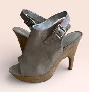 DOLCE VITA Silver Platform Slingback Heels Size 8.5 thumbnail 1