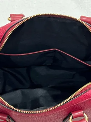 Jessica Moore Berry Red Pebbled Faux Leather Venture Satchel thumbnail 10
