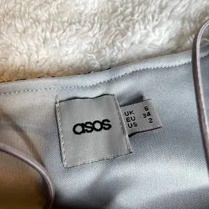 ASOS Silver Sequin Tank Dress XS Mini Prom Homecoming Dance Metallic V-Neck thumbnail 2