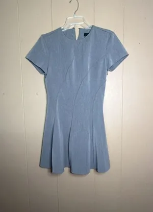 Zara Gray Short Sleeve Seamed Fit and Flare Mini Dress thumbnail 1