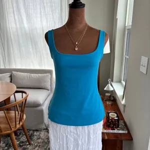 Susana Monaco Blue Essential Everyday Tank Top Square Neck Summer Top Size Large thumbnail 7