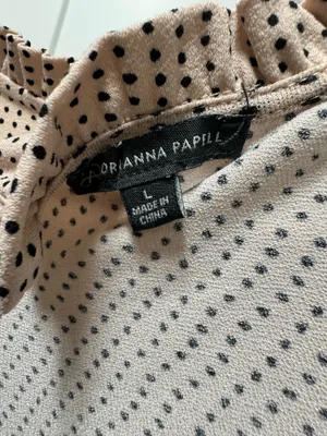 Adrianna Papell Beige Dot Ruffle Neck Long-Sleeve Blouse thumbnail 2
