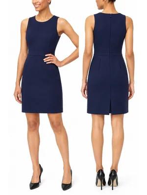 J. by J.Crew Ponte Work Dress Navy Blue Sleeveless Sheath Career Size 4 thumbnail 2