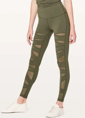 Lululemon Wunder Under Pant Hi-Rise Tech Mesh Sage 7/8 High-Waist Sheer Cut-Outs thumbnail 1