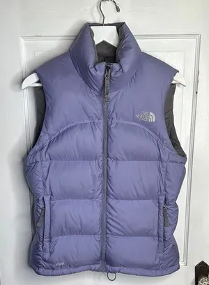 The North Face Women’s Lilac Purple Gilet Puffer Down Jacket Vest W1461 Sz S thumbnail 1