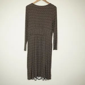 Boden Size 10 Long Brown Polka Dot Jersey Long Sleeve Midi Dress with‎ Pockets thumbnail 6