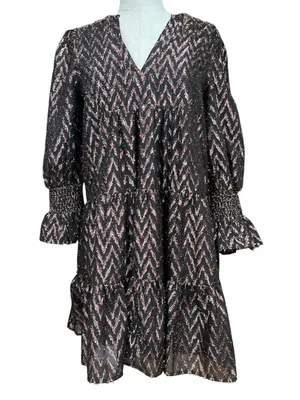 Tuckernuck Pomander Place Kenzo Long Sleeve Mini Dress in Metallic Ikat Medium thumbnail 3