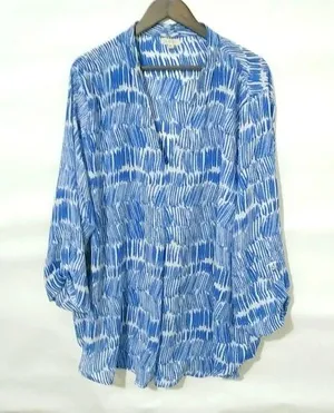 Atilla Femme 3X Blue White Tunic Top thumbnail 1