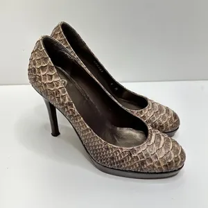 Stuart Weitzman for Scoop NYC Snakeskin Platform Pumps‎ Brown Python Heels 6M thumbnail 4