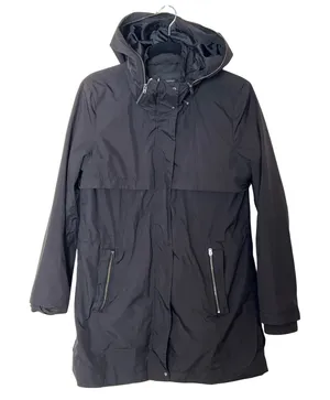 Banana Republic Black‎ Lightweight Hooded Rain Coat Jacket Women's Small GUC thumbnail 1
