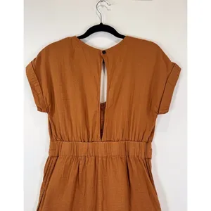 Patagonia Womens Romper Brown V Neck Organic Cotton Gauze Playsuit Tie Bow XS thumbnail 10