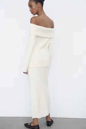 NWT White BRUSHED RIBBED PENCIL SKIRT. Size Medium thumbnail 8