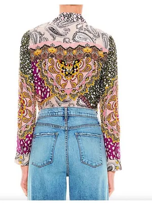 NWT- Alice and Olivia Willa Hidden Placket Silk Top Size S thumbnail 4