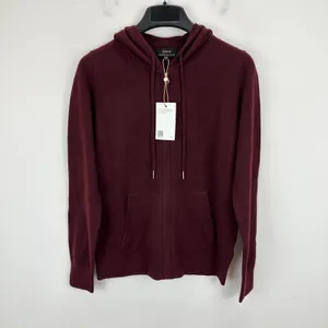 Quince Mongolian Cashmere Full Zip Hoodie Sweater Rich Burgundy Womens XS NWT thumbnail 6