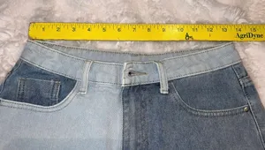 SheIn NWOT Colorblock Blue Jean Denim Shorts thumbnail 2
