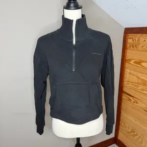 Outdoor Voices Half Zip Cropped Pullover Sweatshirt Black Medium M Activewear thumbnail 2