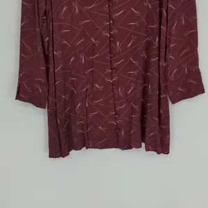 Modcloth A Cut Above Average Shirt Dress Size 12 Burgundy Scissors Hair Stylist‎ thumbnail 3
