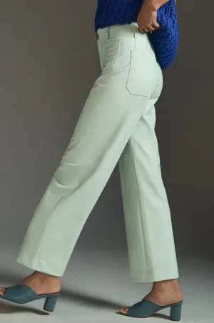 Maeve by Anthropologie The Colette Wide Leg Crop Faux Leather Edition Mint 27P thumbnail 2