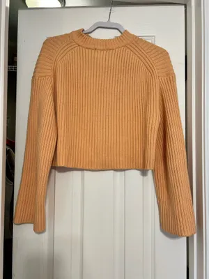 H&M Orange Cropped Sweater Long Sleeve thumbnail 3