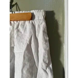 Stradivarius Women's Size Small Shorts Pull On Elastic Tie Waist Pockets White thumbnail 4