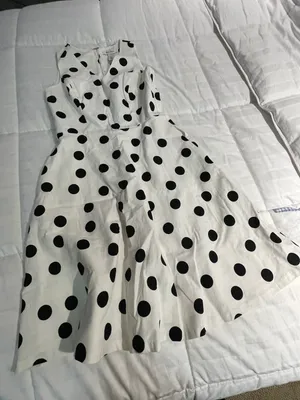 Polka Dots Midi Dress White Size 2 thumbnail 1
