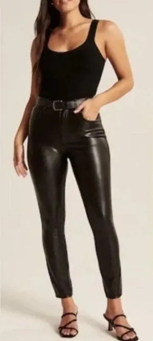Abercrombie & Fitch Black Vegan Faux Leather Skinny High Rise‎ Pants 27 4L thumbnail 1