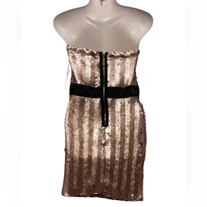 Baby Phat Womens Sz S Rose Gold Sequins Strapless Mini Dress thumbnail 3