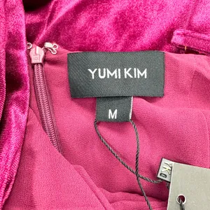 NEW Yumi Kim Womens M Felicity V-neck Midi Velvet Formal‎ Dress Wine Burgundy thumbnail 8