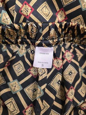 vintage Victoria's Secret pajama set black gold geometric pattern S thumbnail 5
