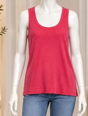 American Eagle Women Tank Top Ribbed Scoop Neck Pink Small thumbnail 1