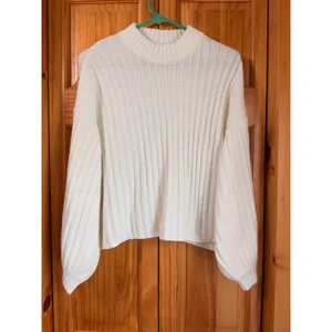 Princess Polly Mock Neck Ribbed Knit Sweater Cream White Cropped Slouchy‎ XS/S thumbnail 2