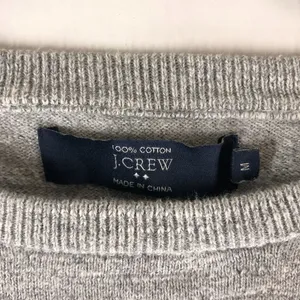 J Crew Womens Sweater Gathered Hem Cotton Crew Neck Gray M thumbnail 4