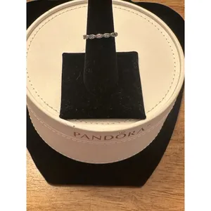 Authentic PANDORA Sparkling Leaves Silver Band~Ring 190923CZ Size 7.75 Stacking thumbnail 2