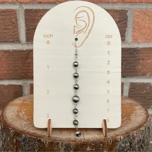 Navajo Style Pearl Spaced Bead Dangle Earrings thumbnail 2