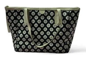 Fossil Tote Bag‎ Black White Geometric Print Coated Canvas Purse Handbag thumbnail 1