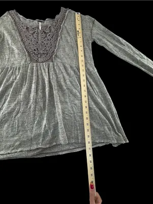 Free People Heather Gray Tunic with Lace Yoke thumbnail 4
