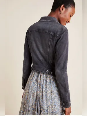 Anthropologie Pilcro Dark Gray Denim Jacket Sz M thumbnail 4