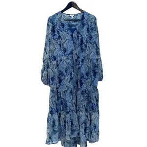 Joie Limited Edition Hi-Lo Tiered Maxi Dress Size Large Blue Printed‎ New thumbnail 2